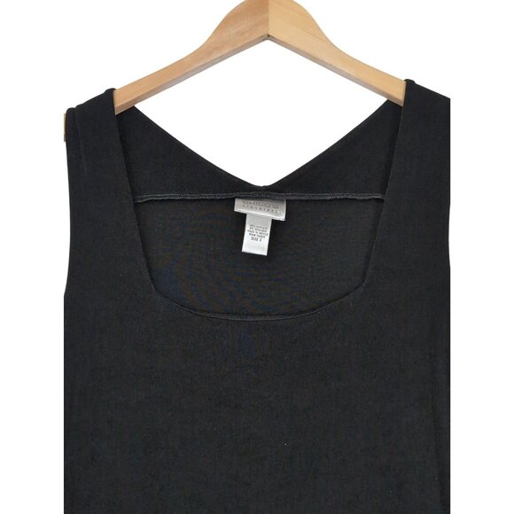 Chicos Travelers Tank Top Size 3 Womens XL Black Square Neck Slinky Casual Vaca‎ - Picture 3 of 8